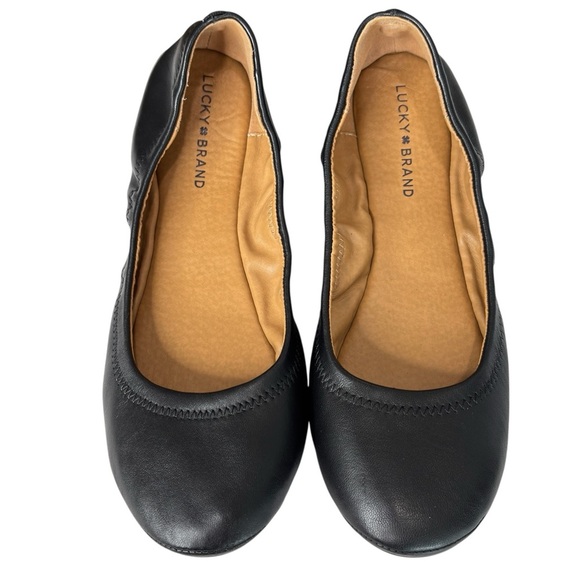 Lucky Brand Emmie Ballet Flats Black Size 8 Buttery Soft Leather Comfort Shoe - Picture 1 of 9